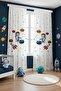 Astronaut Child Patterned Children's Baby Room Background Curtain (Single Wing Pricing) - 3
