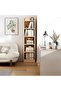 OneDcor Tall Wooden Bookshelf Cabinet - 6-Tier Freestanding Bookcase (Rustic, Beige)