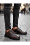 Men's Brown Elastic Comfortable Sole Stitched Genuine Leather Casual Shoes - 2