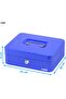 Large Cash Box Steel Register with Tray and Lock (25x20x9 cm) - Blue - 4