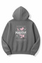 Oversized Smoke Gray Unisex Positive Flower Printed Hooded Sweatshirt