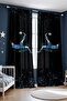 Blue Jersey Crowned Footballer Patterned Children's Baby Room Background Curtain (Single Panel Pricing) - 2