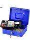 Large Cash Box Steel Register with Tray and Lock (25x20x9 cm) - Blue - 5