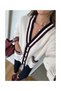Cream - Burgundy Colored Pocket Cardigan - 241143 - 2