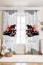 Red Motor Racer Patterned Children's Baby Room Background Curtain (Single Panel Pricing)