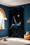 Blue Jersey Crowned Footballer Patterned Children's Baby Room Background Curtain (Single Panel Pricing) - 4