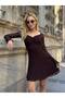 Women's Lace Long Spanish Sleeve Boat Neck Mini Party Dress - 4