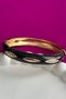 Brass Black Thin Baklava Enamel Floral Women's Bracelet I 18 cm Gold Color Women's Jewelry Bracelet - 4