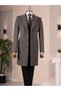 Italian Style S Slim Fit Peaked Lapel Wool Blended Cashmere Men's Coat Anthracite T14718 - 5