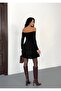 Women's Mini Dress Sandy Fabric Off Shoulder Layered Flounce - - 4