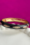 Brass Black Thin Baklava Enamel Floral Women's Bracelet I 18 cm Gold Color Women's Jewelry Bracelet - 5