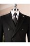 Italian Style S Slim Fit K Double-Breasted Wool Blended Cashmere Men's Coat Black T14693 - 3