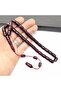Dark Maroon Cut Model Crimped Amber Prayer Beads - 2