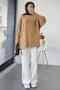 Corded Fabric Oversized Women's Sweater - Milk Coffee - 9