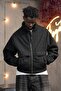 Oversized Crop Model Lined Woolen Coat with Side Pockets - 3