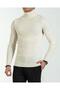 Italian Style S Slim Fit Knitwear Turtleneck High-Neck Sweater Ecru T13094