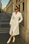 Women's Trend Basic Long Double-Breasted White Cashmere Coat