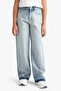 90's Wide Leg Wide Leg School Blue Girl's Jean Pants F7540A8/Nm39 - 4