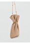 Drawstring Leather Bag with Metallic Details