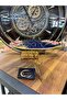 Glass Design Metal Leg Presentation Plate, Moon-Shaped Metal Leg and Decorative Glass Rose Pattern on Top - 7