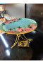 Glass Design Metal Leg Presentation Plate, Moon-Shaped Metal Leg and Decorative Glass Rose Pattern on Top - 6