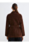 Brown Oversized Women's Suede Look Shirt Jacket - 4