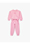Printed Long Sleeve Crew Neck Fleece-Lined Tracksuit Set