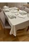 Linen Look Carefree Glitter Tablecloth Cream - 5