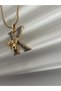 Zircon Stone, Gold Color, Bee Detail, Stylish Design Steel Letter Necklace - 5