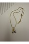 Steel, with Stylish Chain Detail, Two-Tone, Design Letter Necklace - 6