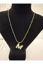 Steel, with Stylish Chain Detail, Two-Tone, Design Letter Necklace