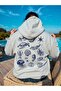 Women's Gray Ocean Fishes Printed 3 Thread Hoodie Sweatshirt