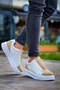 Kb-007 kuback white beige high sole single strap laceless daily men's shoe - 3