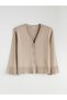 Classic Beige V-Neck Women's Knit Cardigan - 5