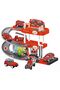 Fire Rescue Parking Garage Playset for Kids 2 Layer Sliding Track with Lights & Sound