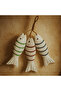 Coastal Wooden Hanging Fish Décor – Set of 3 Fish with Rope, Beach House Wall Decoration - 3