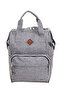 Gray Mother Baby Backpack with Thermal Compartment Melange Fabric Waterproof Baby Care Bag Stroller Compatible - 2