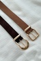 Alessia Gold Buckle Suede Belt (Tan) - 5