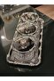 NEW ROSE DETAILED SILVER 3-PIECE SERVING SET WITH TRAY, JAM BOWL, SNACK BOWL - 3