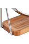 Round Dressing Tabletop Mount Mirror with Rectangle Bamboo Tray -1X/5X Magnification, Silver, 18.3 cm x 8.5 cm (L x W) - 3
