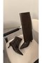 Brown Dust Cover Detailed Detachable Apparatus Boots Pointed Toe Women's Shoes - 4