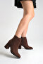 Brown Suede Women's Boots Non-Slip Sole Zippered Thick Heel Diana - 6