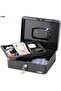 Large Cash Box Steel Register with Tray and Lock (25x20x9 cm) - Black - 5