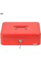 X-Large Cash Box with Key, Coin Tray, Lockable Money Box (Red) - 5