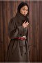 Funnel Neck Long Coat Brown - 3