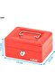 Small Cash Box Steel Register with Tray and Lock (15x12x7.5cm) Red - 4