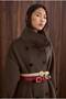 Funnel Neck Long Coat Brown - 4