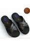 Men's Genuine Leather Slippers Ultra Comfortable Orthopedic Sole Lightweight Soft Comfortable Daily Black Slippers - 3
