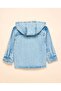 Washed Hooded Denim Shirt With Button Closure - 2