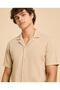 Textured Shirt With Revere Collar And Short Sleeves - 3